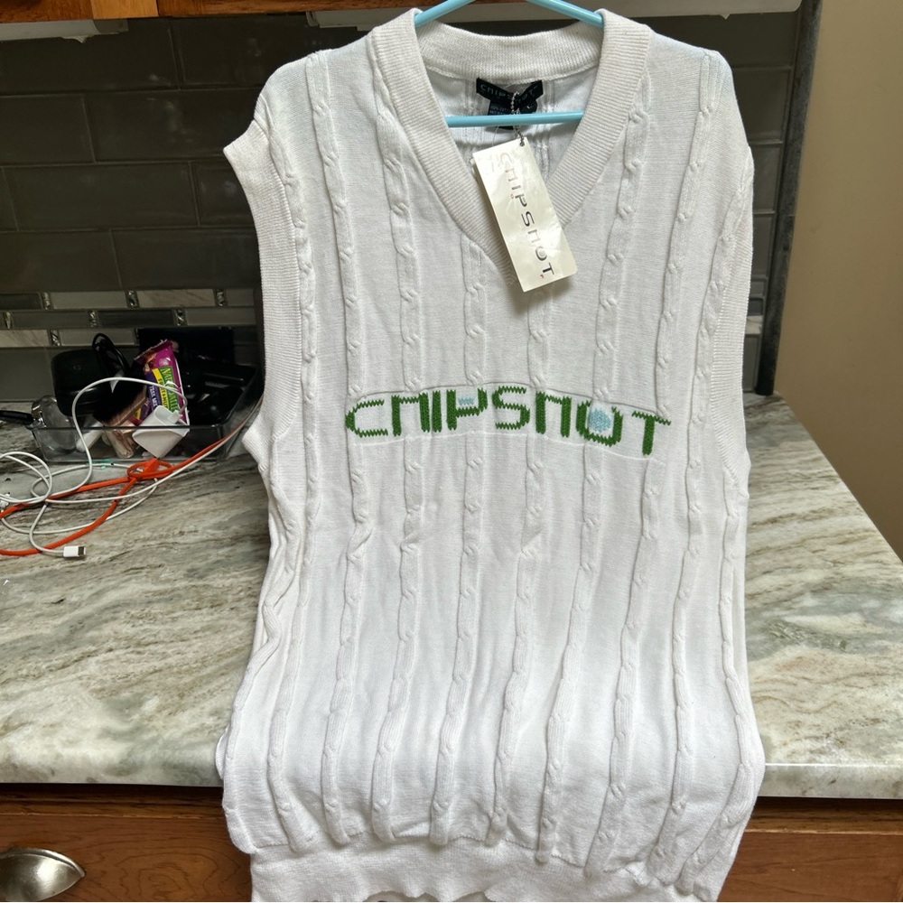 UNISEX KNIT GOLF VEST CHIPSHOT LOGO SIZE LARGE NEW TAGS 100% COTTON